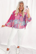 Load image into Gallery viewer, Rose Red Floral Allover Print Buttoned V Neck Oversized Shirt
