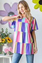 Load image into Gallery viewer, Heimish Full Size Short Sleeve Striped Tiered Top
