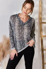 Load image into Gallery viewer, Hailey &amp; Co Full Size Snakeskin V-Neck Long Sleeve Top
