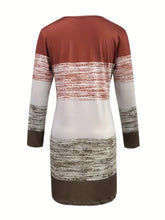 Load image into Gallery viewer, Color Block Round Neck Long Sleeve Dress
