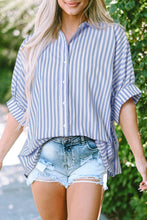 Load image into Gallery viewer, Sky Blue Stripe Dolman Sleeve Oversize Shirt
