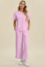 Load image into Gallery viewer, Double Take Full Size Texture Round Neck Short Sleeve Top and Pants Set
