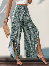 Load image into Gallery viewer, Slit Ruffled Geometric Wide Leg Pants
