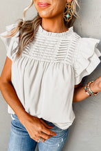 Load image into Gallery viewer, White Smocked Ruffle Sleeve Blouse
