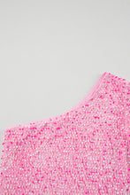 Load image into Gallery viewer, Pink Sequin One Shoulder Puff Sleeve Bodycon Mini Dress
