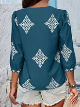 Load image into Gallery viewer, Printed V-Neck Three-Quarter Sleeve Blouse
