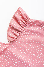 Load image into Gallery viewer, Pink Polka Dots Ruffle Flutter Sleeve Frilled Neck Blouse
