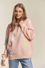 Load image into Gallery viewer, ADORA Stars Pattern Round Neck Drop Shoulder Sweater
