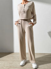 Load image into Gallery viewer, Half Button Long Sleeve Top and Pants Set
