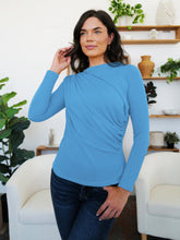 Load image into Gallery viewer, Ruched Mock Neck Long Sleeve T-Shirt
