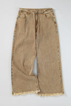 Load image into Gallery viewer, Light French Beige Acid Washed High Rise Cropped Wide Leg Jeans
