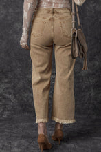 Load image into Gallery viewer, Light French Beige Acid Washed High Rise Cropped Wide Leg Jeans
