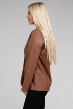 Load image into Gallery viewer, Sleek Pu Leather Blazer with Front Closure
