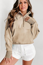 Load image into Gallery viewer, Flamingo Fleece Lined Zip Up Stand Collar Thumbhole Sleeve Sweatshirt
