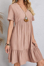 Load image into Gallery viewer, Full Size Ruched V-Neck Short Sleeve Dress
