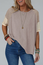 Load image into Gallery viewer, Simply Taupe Exposed Seam Colorblock Loose Tee
