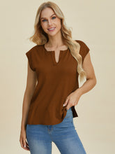 Load image into Gallery viewer, Double Take Full Size Notched Cap Sleeve Knit Top
