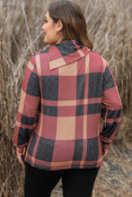 Load image into Gallery viewer, Plus Size Plaid Cowl Neck Long Sleeve Sweatshirt
