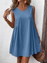 Load image into Gallery viewer, Ruched V-Neck Sleeveless Mini Dress
