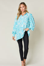 Load image into Gallery viewer, Double Take Full Size Printed Smocked Long Sleeve Blouse
