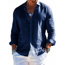 Load image into Gallery viewer, Men&#39;s Long Sleeve Loose Solid Color Lapel Button Top
