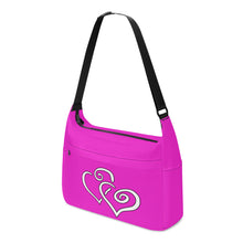 Load image into Gallery viewer, Ti Amo I love you - Exclusive Brand - Shocking Pink -  Double White Heart - Journey Computer Shoulder Bag
