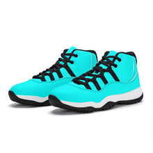 Load image into Gallery viewer, Ti Amo I love you - Exclusive Brand  - Aqua / Cyan - Skeleton Hands with Heart -  High Top Air Retro Sneakers - Black.Laces
