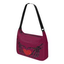 Load image into Gallery viewer, Ti Amo I love you - Exclusive Brand - Claret Red - Skeleton Heart Hands  -  Journey Computer Shoulder Bag
