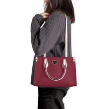 Load image into Gallery viewer, Ti Amo I love you - Exclusive Brand - Merlot - Luxury Womens PU Tote Bag - Cream Straps
