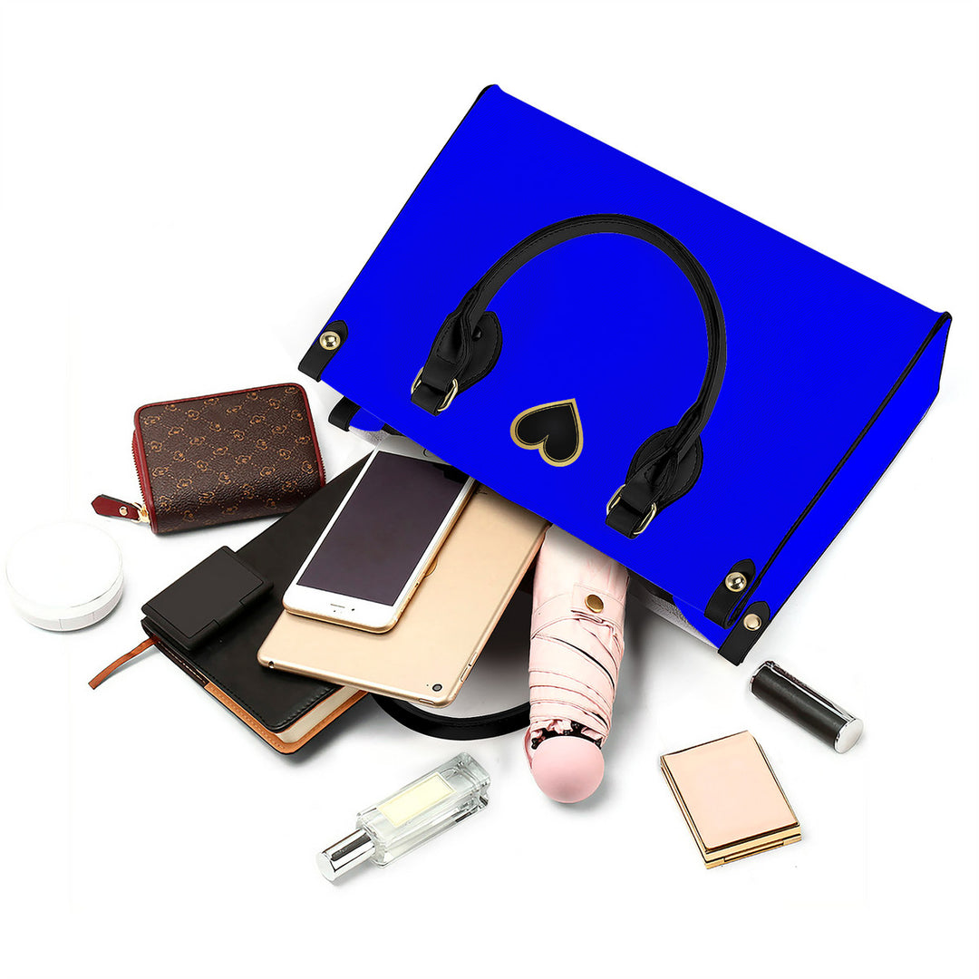 Ti Amo I love you - Exclusive Brand - Blue - Luxury Women PU Tote Bag - Black Straps