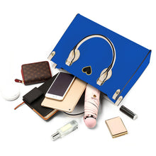 Load image into Gallery viewer, Ti Amo I love you - Exclusive Brand - Sapphire Blue - Luxury Womens PU Tote Bag - Cream Straps
