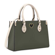 Load image into Gallery viewer, Ti Amo I love you - Exclusive Brand - Rifle Green - Luxury Womens PU Tote Bag - Cream Straps
