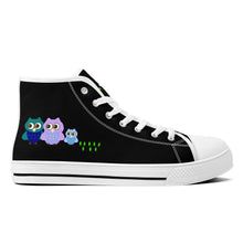 Load image into Gallery viewer, Ti Amo I love you  - Exclusive Brand - Black - 3 Owls - High-Top Canvas Shoes - White
