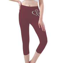 Load image into Gallery viewer, Ti Amo I love you - Exclusive Brand - Loganberry - Double White Heart - Womens / Teen Girls / Womens Plus Size - Capri Yoga Leggings - Sizes XS-3XL
