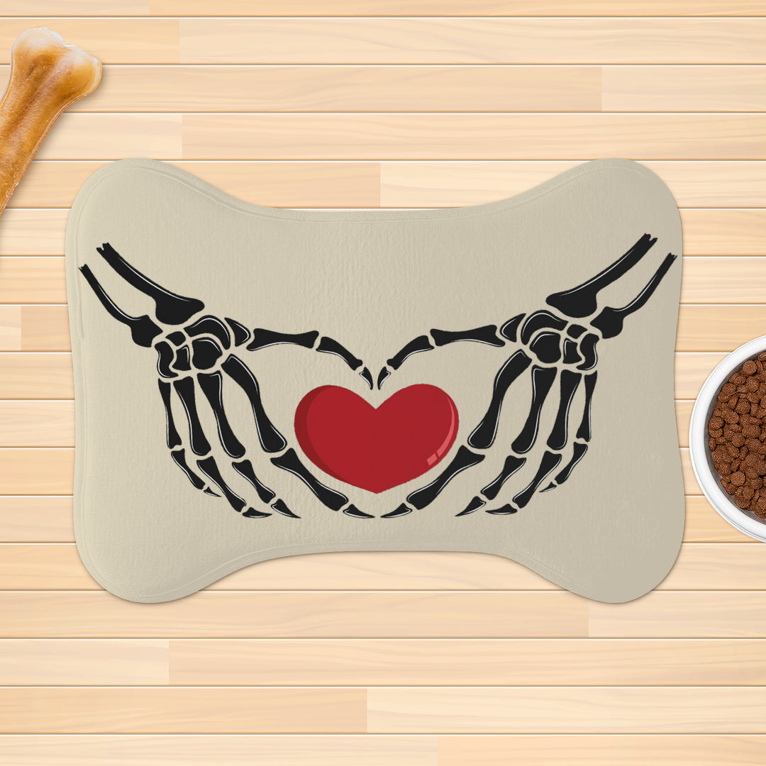 Ti Amo I love you - Exclusive Brand - Creme Brulee - Skeleton Hands with Heart  - Big Paws Pet Rug