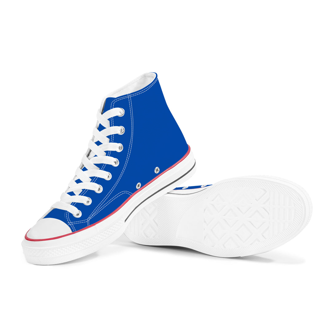 Ti Amo I love you - Exclusive Brand - Dark Blue - White Daisy - High Top Canvas Shoes - White  Soles