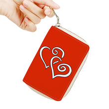 Load image into Gallery viewer, Ti Amo I love you - Exclusive Brand - Methyl Orange - Double White Heart - PU Leather -Zipper Card Holder
