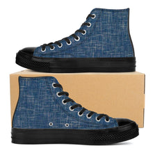 Load image into Gallery viewer, Ti Amo I love you - Exclusive Brand - Dark Grey Blue Denim - Angry Fish - High Top Canvas Shoes - Black  Soles
