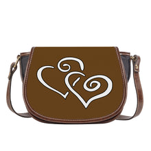 Load image into Gallery viewer, Ti Amo I love you - Exclusive Brand - Sepia - Double White Heart - Saddle Bag
