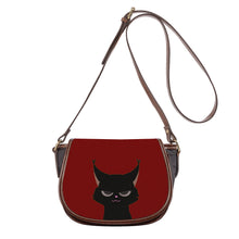 Load image into Gallery viewer, Ti Amo I love you - Exclusive Brand - Dark Burgundy - Black Cat - Saddle Bag
