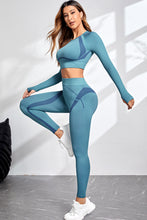 Load image into Gallery viewer, Round Neck Long Sleeve Top and Leggings Active Set
