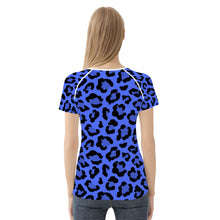 Load image into Gallery viewer, TI Amo I love you - Exclusive Brand - Blueberry 2 with Obscure Royal Blue Leopard Spots - Women&#39;s T shirt
