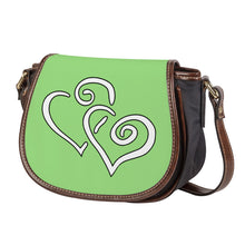 Load image into Gallery viewer, Ti Amo I love you - Exclusive Brand - Feijoa - Double White Heart - Saddle Bag
