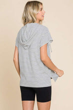 Load image into Gallery viewer, Culture Code Plus Size Striped Short Sleeve Hooded Top
