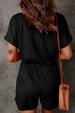 Load image into Gallery viewer, Full Size Drawstring V-Neck Short Sleeve Romper
