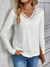 Load image into Gallery viewer, Lace Trim V-Neck T-Shirt
