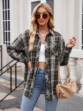 Load image into Gallery viewer, Pocketed Plaid Collared Neck Long Sleeve Shirt
