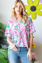 Load image into Gallery viewer, Heimish Full Size Paisley Print Short Sleeve Top
