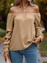 Load image into Gallery viewer, Ruched Off-Shoulder Long Sleeve Blouse
