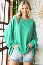 Load image into Gallery viewer, First Love Exposed Seam Round Neck Dropped Shoulder Blouse
